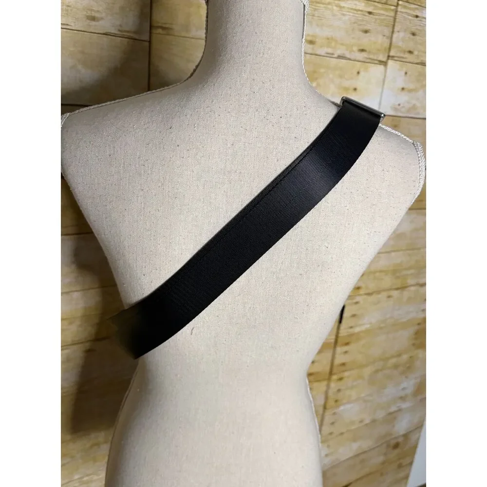 DK86 black leather travel everyday use sling bag